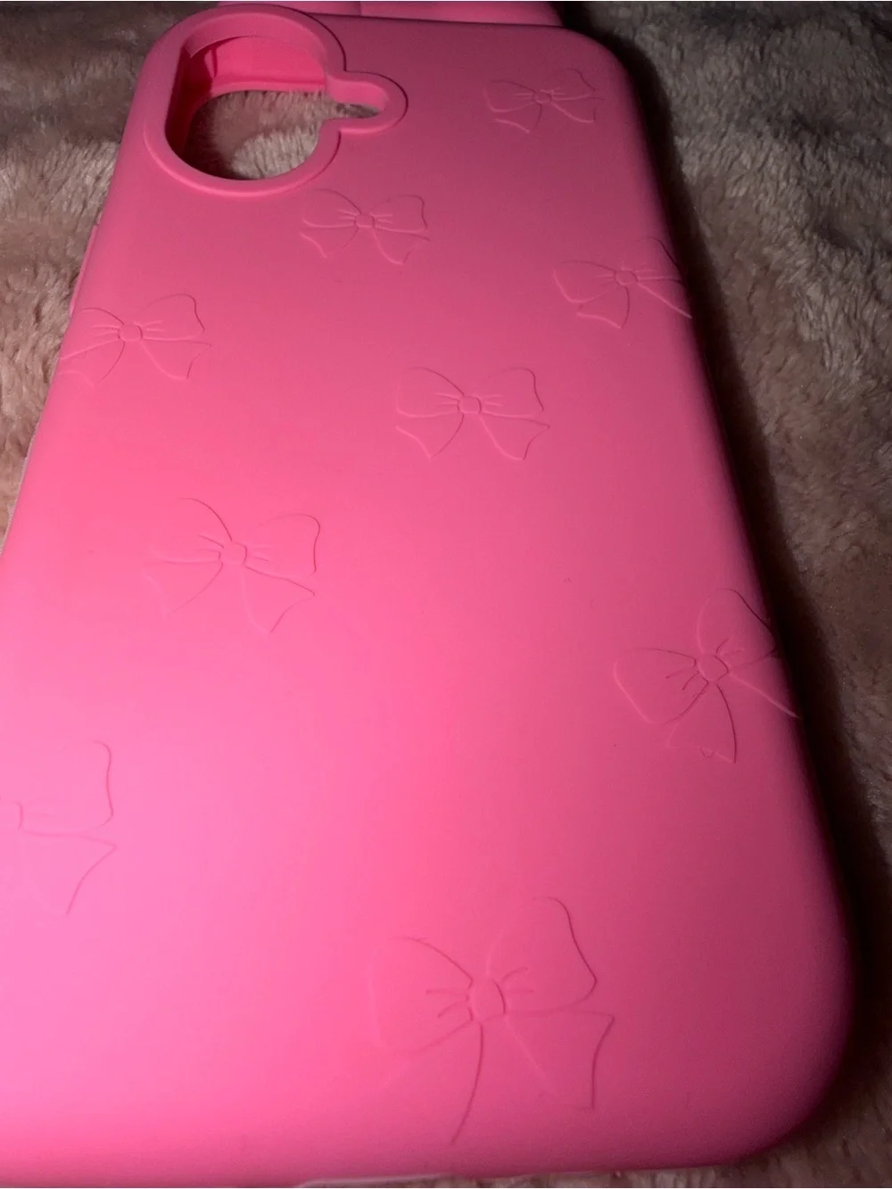 Pink Bow Silicone Phone Case for Women